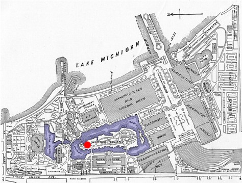 Feria mundial de Chicago, 1893. Planta general y ubicación del Pabellón del Japón.