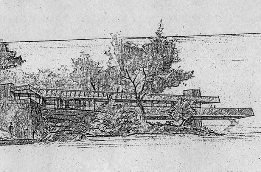 Esta perspectiva, la planta, secciones y alzados son los únicos planos realizados por Wright. 