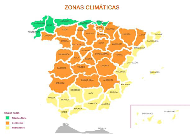 Zonas climáticas SPAHOUSEC